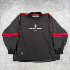 Ottawa Senators Jacket Mens XL Black Embroidered VTG NHL Hockey Windbreaker CCM